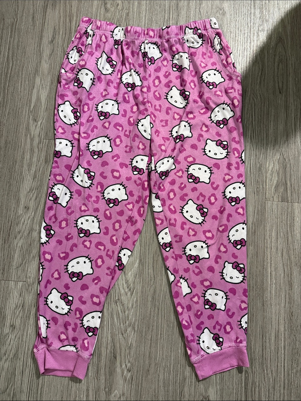 Hello Kitty Pink Allover Print Fleece Pajama Pants Sz M 8-10